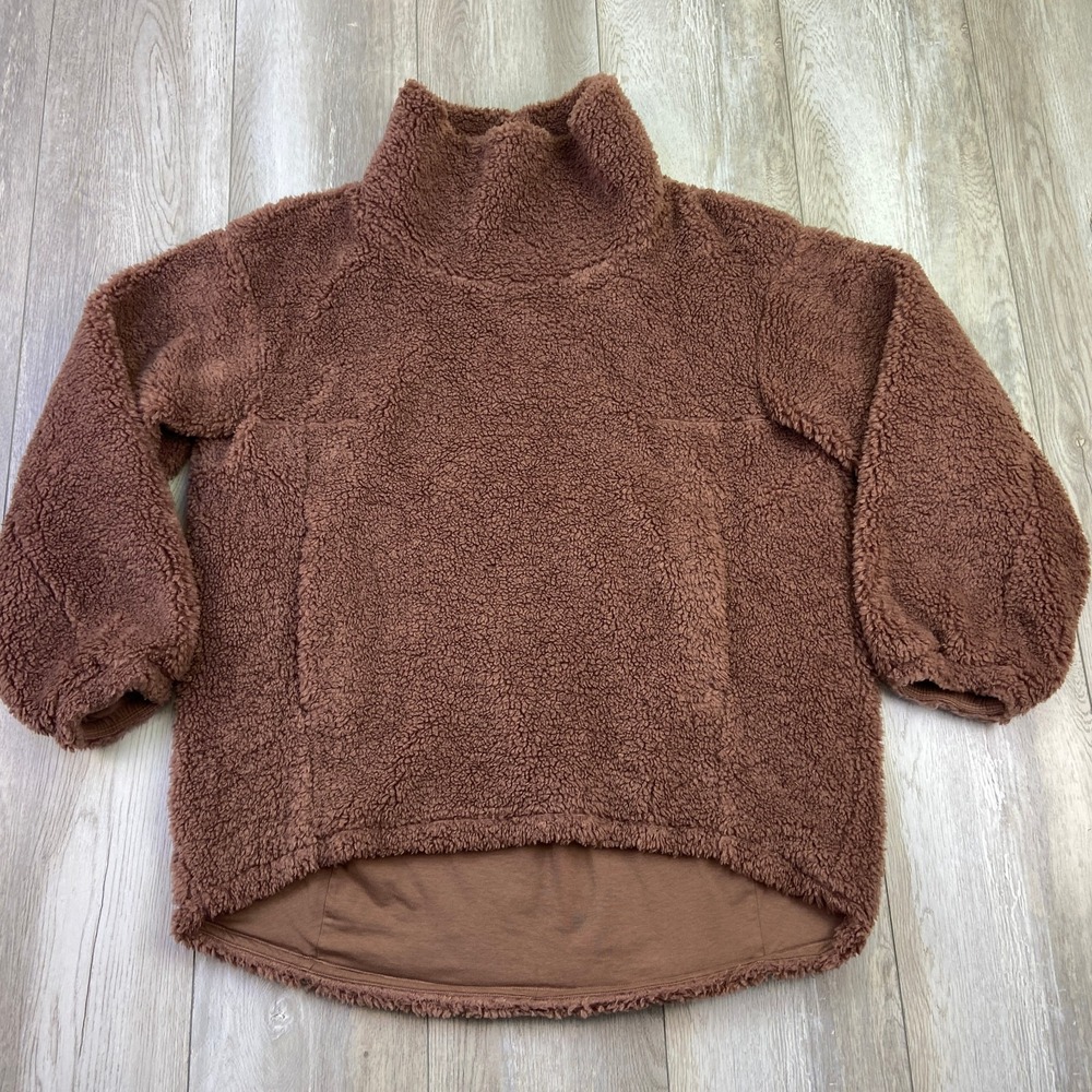 Lululemon Sweater Womens Size 10 Brown Warmth Restore Long Pullover High Neck